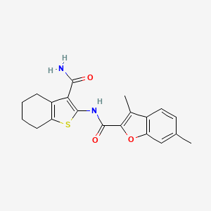 molecular formula C20H20N2O3S B3492380 N-[3-(aminocarbonyl)-4,5,6,7-tetrahydro-1-benzothien-2-yl]-3,6-dimethyl-1-benzofuran-2-carboxamide 