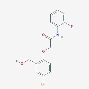 molecular formula C15H13BrFNO3 B3492417 2-[4-bromo-2-(hydroxymethyl)phenoxy]-N-(2-fluorophenyl)acetamide 