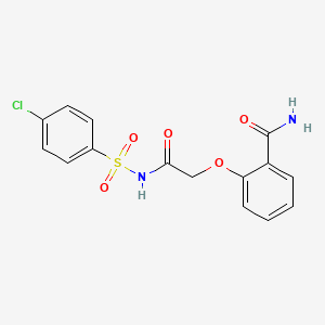 molecular formula C15H13ClN2O5S B3492474 2-(2-{[(4-chlorophenyl)sulfonyl]amino}-2-oxoethoxy)benzamide 