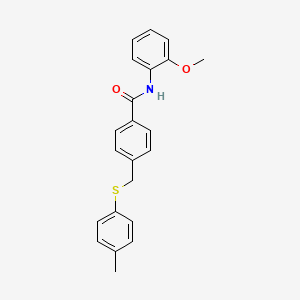 molecular formula C22H21NO2S B3492516 N-(2-methoxyphenyl)-4-{[(4-methylphenyl)thio]methyl}benzamide 