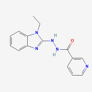 molecular formula C15H15N5O B3492519 N'-(1-ethyl-1H-benzimidazol-2-yl)nicotinohydrazide 