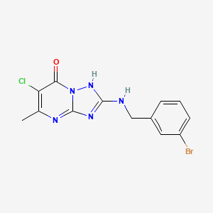 molecular formula C13H11BrClN5O B3492545 2-[(3-bromobenzyl)amino]-6-chloro-5-methyl[1,2,4]triazolo[1,5-a]pyrimidin-7(4H)-one 