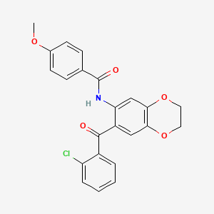 molecular formula C23H18ClNO5 B3492559 N-[7-(2-chlorobenzoyl)-2,3-dihydro-1,4-benzodioxin-6-yl]-4-methoxybenzamide 