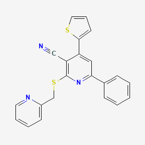 6-phenyl-2-[(2-pyridinylmethyl)thio]-4-(2-thienyl)nicotinonitrile