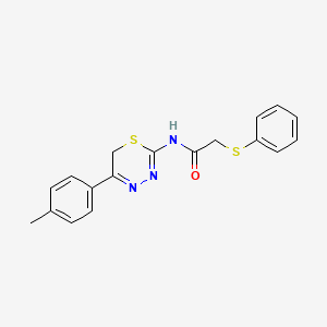 molecular formula C18H17N3OS2 B3492760 N-[5-(4-Methylphenyl)-6H-1,3,4-thiadiazin-2-YL]-2-(phenylsulfanyl)acetamide 