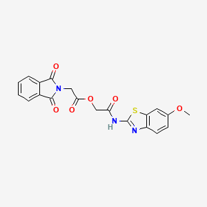 molecular formula C20H15N3O6S B3492774 [(6-METHOXY-1,3-BENZOTHIAZOL-2-YL)CARBAMOYL]METHYL 2-(1,3-DIOXO-2,3-DIHYDRO-1H-ISOINDOL-2-YL)ACETATE 