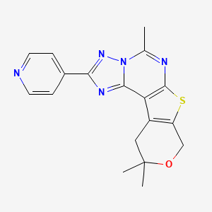 molecular formula C18H17N5OS B3492799 7,14,14-trimethyl-4-pyridin-4-yl-13-oxa-10-thia-3,5,6,8-tetrazatetracyclo[7.7.0.02,6.011,16]hexadeca-1(9),2,4,7,11(16)-pentaene 