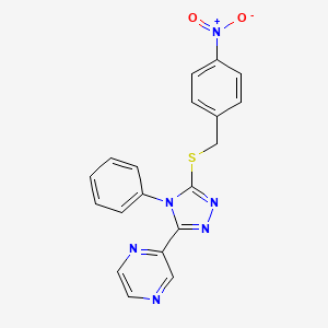 molecular formula C19H14N6O2S B3492854 2-{5-[(4-nitrobenzyl)thio]-4-phenyl-4H-1,2,4-triazol-3-yl}pyrazine 