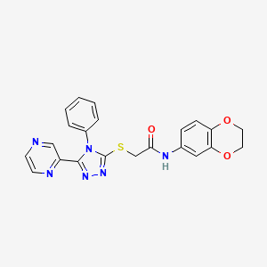 N-(2,3-dihydro-1,4-benzodioxin-6-yl)-2-{[4-phenyl-5-(2-pyrazinyl)-4H-1,2,4-triazol-3-yl]thio}acetamide