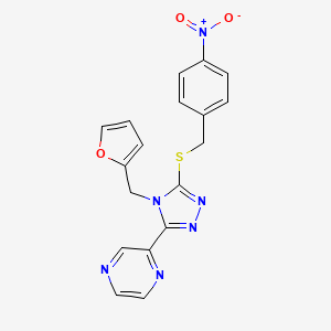 molecular formula C18H14N6O3S B3492885 2-{4-(2-furylmethyl)-5-[(4-nitrobenzyl)thio]-4H-1,2,4-triazol-3-yl}pyrazine 