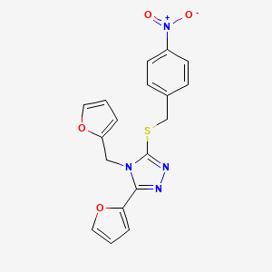 3-(Furan-2-yl)-4-(furan-2-ylmethyl)-5-[(4-nitrophenyl)methylsulfanyl]-1,2,4-triazole