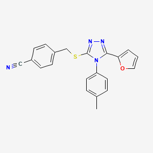 molecular formula C21H16N4OS B3492906 4-({[5-(2-furyl)-4-(4-methylphenyl)-4H-1,2,4-triazol-3-yl]thio}methyl)benzonitrile 