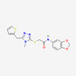 molecular formula C17H16N4O3S2 B3492957 N-1,3-benzodioxol-5-yl-2-{[4-methyl-5-(2-thienylmethyl)-4H-1,2,4-triazol-3-yl]thio}acetamide 