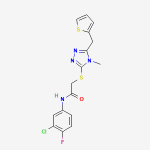 molecular formula C16H14ClFN4OS2 B3492964 N-(3-chloro-4-fluorophenyl)-2-{[4-methyl-5-(2-thienylmethyl)-4H-1,2,4-triazol-3-yl]thio}acetamide 