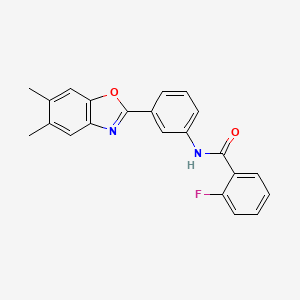 N-[3-(5,6-dimethyl-1,3-benzoxazol-2-yl)phenyl]-2-fluorobenzamide