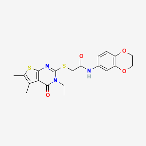 N-(2,3-dihydro-1,4-benzodioxin-6-yl)-2-[(3-ethyl-5,6-dimethyl-4-oxo-3,4-dihydrothieno[2,3-d]pyrimidin-2-yl)sulfanyl]acetamide