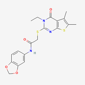 N-(1,3-benzodioxol-5-yl)-2-[(3-ethyl-5,6-dimethyl-4-oxo-3,4-dihydrothieno[2,3-d]pyrimidin-2-yl)sulfanyl]acetamide