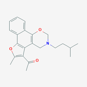 molecular formula C22H25NO3 B349301 1-(3-isopentyl-6-methyl-3,4-dihydro-2H-furo[3',2':3,4]naphtho[2,1-e][1,3]oxazin-5-yl)ethanone CAS No. 438486-65-8