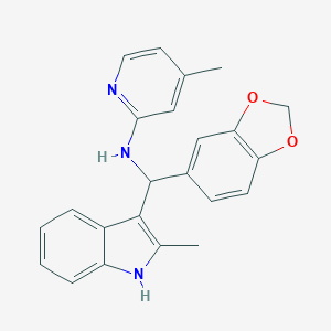 molecular formula C23H21N3O2 B349302 N-[(2H-1,3-benzodioxol-5-yl)(2-methyl-1H-indol-3-yl)methyl]-4-methylpyridin-2-amine CAS No. 526188-72-7