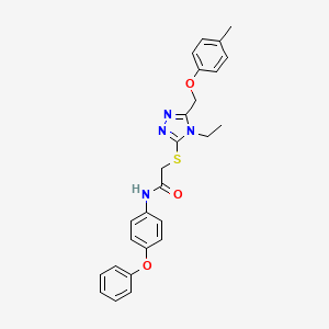 molecular formula C26H26N4O3S B3493024 2-({4-ethyl-5-[(4-methylphenoxy)methyl]-4H-1,2,4-triazol-3-yl}thio)-N-(4-phenoxyphenyl)acetamide 