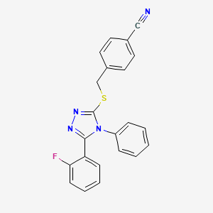 molecular formula C22H15FN4S B3493030 4-({[5-(2-fluorophenyl)-4-phenyl-4H-1,2,4-triazol-3-yl]sulfanyl}methyl)benzonitrile 