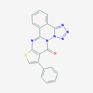 molecular formula C19H10N6OS B349304 18-Phenyl-16-thia-1,2,3,4,5,14-hexaazapentacyclo[11.7.0.0^{2,6}.0^{7,12}.0^{15,19}]icosa-3,5,7(12),8,10,13,15(19),17-octaen-20-one CAS No. 496021-96-6