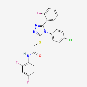 molecular formula C22H14ClF3N4OS B3493049 2-[[4-(4-chlorophenyl)-5-(2-fluorophenyl)-1,2,4-triazol-3-yl]sulfanyl]-N-(2,4-difluorophenyl)acetamide 