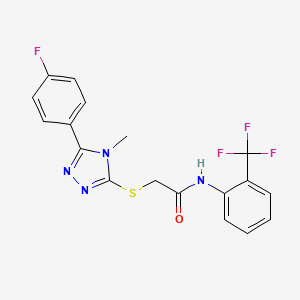 molecular formula C18H14F4N4OS B3493057 2-[[5-(4-fluorophenyl)-4-methyl-1,2,4-triazol-3-yl]sulfanyl]-N-[2-(trifluoromethyl)phenyl]acetamide 