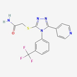 molecular formula C16H12F3N5OS B3493110 2-({5-(4-pyridinyl)-4-[3-(trifluoromethyl)phenyl]-4H-1,2,4-triazol-3-yl}thio)acetamide 