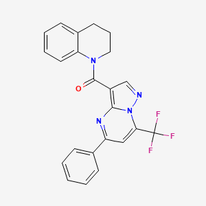 molecular formula C23H17F3N4O B3493174 1-{[5-phenyl-7-(trifluoromethyl)pyrazolo[1,5-a]pyrimidin-3-yl]carbonyl}-1,2,3,4-tetrahydroquinoline 