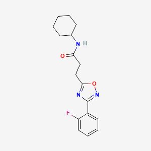 molecular formula C17H20FN3O2 B3493190 N-cyclohexyl-3-[3-(2-fluorophenyl)-1,2,4-oxadiazol-5-yl]propanamide 