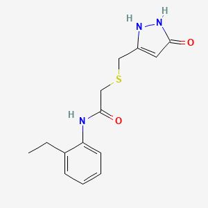 N-(2-ethylphenyl)-2-[(5-oxo-1,2-dihydropyrazol-3-yl)methylsulfanyl]acetamide