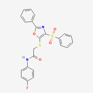 N-(4-fluorophenyl)-2-{[2-phenyl-4-(phenylsulfonyl)-1,3-oxazol-5-yl]thio}acetamide