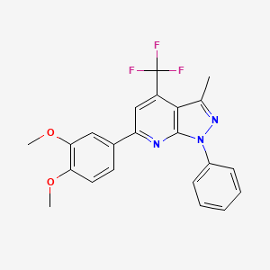 6-(3,4-dimethoxyphenyl)-3-methyl-1-phenyl-4-(trifluoromethyl)-1H-pyrazolo[3,4-b]pyridine