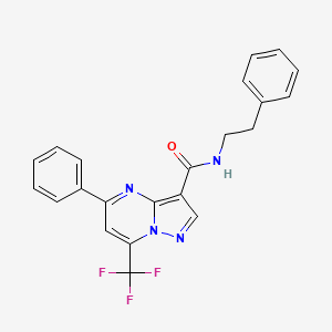 molecular formula C22H17F3N4O B3493335 5-phenyl-N-(2-phenylethyl)-7-(trifluoromethyl)pyrazolo[1,5-a]pyrimidine-3-carboxamide 