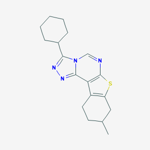 molecular formula C18H22N4S B349337 3-Cyclohexyl-9-methyl-8,9,10,11-tetrahydro[1]benzothieno[3,2-e][1,2,4]triazolo[4,3-c]pyrimidine CAS No. 442571-05-3