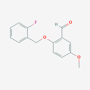 molecular formula C15H13FO3 B3493399 2-((2-Fluorobenzyl)oxy)-5-methoxybenzaldehyde 