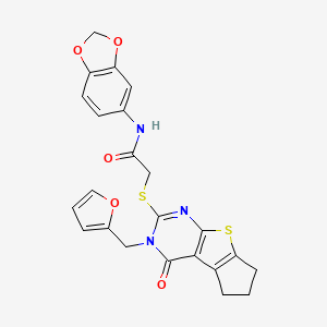 molecular formula C23H19N3O5S2 B3493432 N-1,3-benzodioxol-5-yl-2-{[3-(2-furylmethyl)-4-oxo-3,5,6,7-tetrahydro-4H-cyclopenta[4,5]thieno[2,3-d]pyrimidin-2-yl]thio}acetamide 