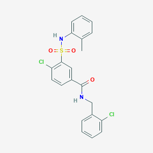 molecular formula C21H18Cl2N2O3S B3493436 4-chloro-N-(2-chlorobenzyl)-3-{[(2-methylphenyl)amino]sulfonyl}benzamide 