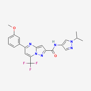 molecular formula C21H19F3N6O2 B3493531 N-(1-isopropyl-1H-pyrazol-4-yl)-5-(3-methoxyphenyl)-7-(trifluoromethyl)pyrazolo[1,5-a]pyrimidine-2-carboxamide 