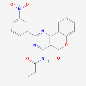 molecular formula C20H14N4O5 B3493559 N-[2-(3-nitrophenyl)-5-oxo-5H-chromeno[4,3-d]pyrimidin-4-yl]propanamide 