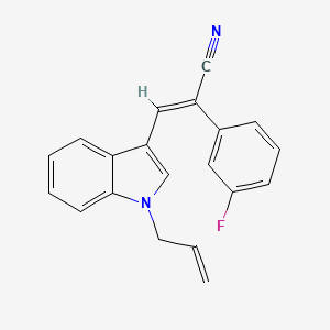 molecular formula C20H15FN2 B3493633 (E)-2-(3-fluorophenyl)-3-(1-prop-2-enylindol-3-yl)prop-2-enenitrile 