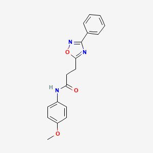 molecular formula C18H17N3O3 B3493651 N-(4-methoxyphenyl)-3-(3-phenyl-1,2,4-oxadiazol-5-yl)propanamide 