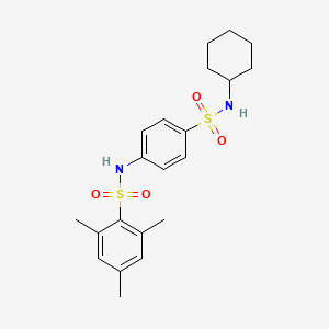 molecular formula C21H28N2O4S2 B3493700 N-[4-(cyclohexylsulfamoyl)phenyl]-2,4,6-trimethylbenzenesulfonamide 