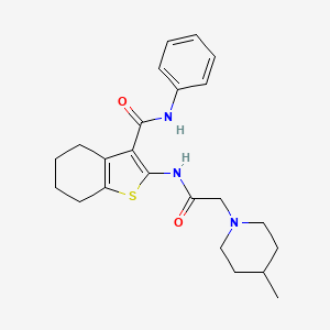 molecular formula C23H29N3O2S B3493751 2-{[(4-methyl-1-piperidinyl)acetyl]amino}-N-phenyl-4,5,6,7-tetrahydro-1-benzothiophene-3-carboxamide 