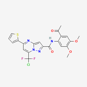 molecular formula C22H17ClF2N4O4S B3493753 N-(2-acetyl-4,5-dimethoxyphenyl)-7-[chloro(difluoro)methyl]-5-(2-thienyl)pyrazolo[1,5-a]pyrimidine-2-carboxamide 