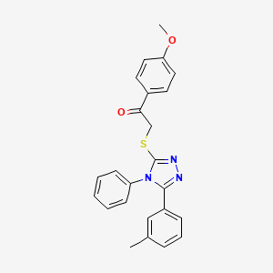 molecular formula C24H21N3O2S B3493758 1-(4-methoxyphenyl)-2-{[5-(3-methylphenyl)-4-phenyl-4H-1,2,4-triazol-3-yl]sulfanyl}ethanone 