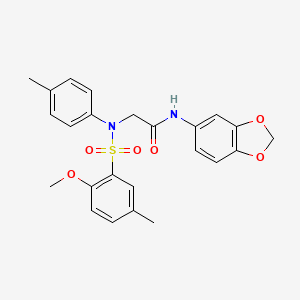 molecular formula C24H24N2O6S B3493793 N-(1,3-benzodioxol-5-yl)-2-(N-(2-methoxy-5-methylphenyl)sulfonyl-4-methylanilino)acetamide 