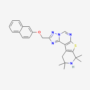 12,12,14,14-tetramethyl-4-(naphthalen-2-yloxymethyl)-10-thia-3,5,6,8,13-pentazatetracyclo[7.7.0.02,6.011,16]hexadeca-1(9),2,4,7,11(16)-pentaene