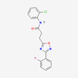 molecular formula C17H13ClFN3O2 B3493833 N-(2-chlorophenyl)-3-[3-(2-fluorophenyl)-1,2,4-oxadiazol-5-yl]propanamide 